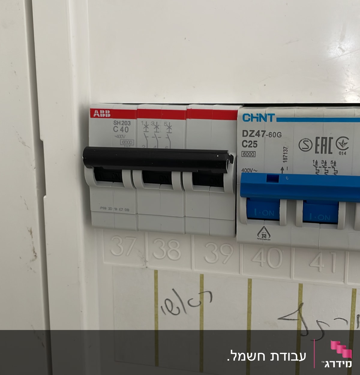 לוח חשמל עם מפסקים ומתגים